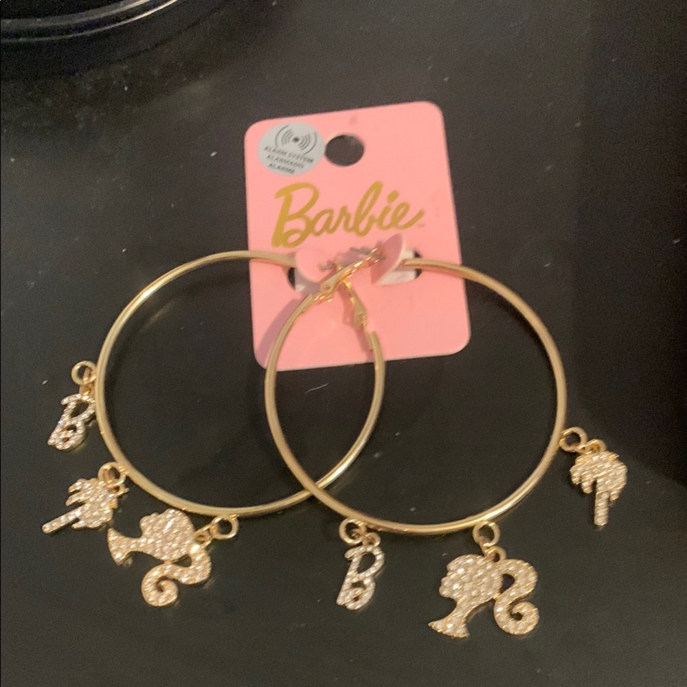 Barbie Gold Charm Hoop Earrings